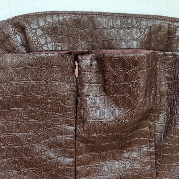 7 For All Mankind Strapless Dress Brown Faux Leather Snakeskin Print Sexy Medium - Picture 4 of 13